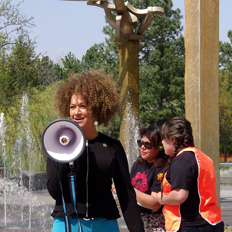 Rachel Dolezal at NAACP rally.